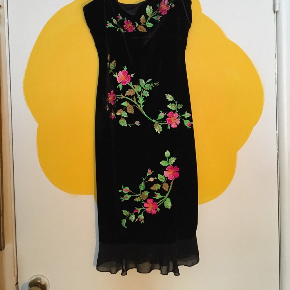 Vintage Stretch Velvet Betsey Johnson Floral Slip